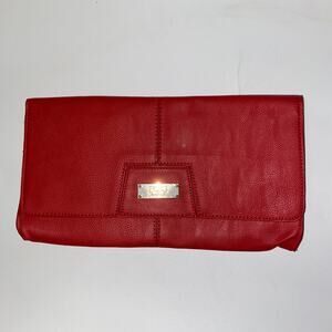 BCBG Paris Red Faux Leather Clutch Purse Women's Bag